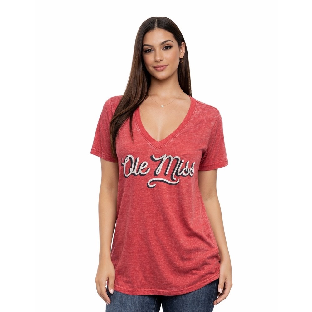 Blue 84 T-Shirt‎ Small Red VNeck Ole Miss University 2020 Collegiate Sporty Fan